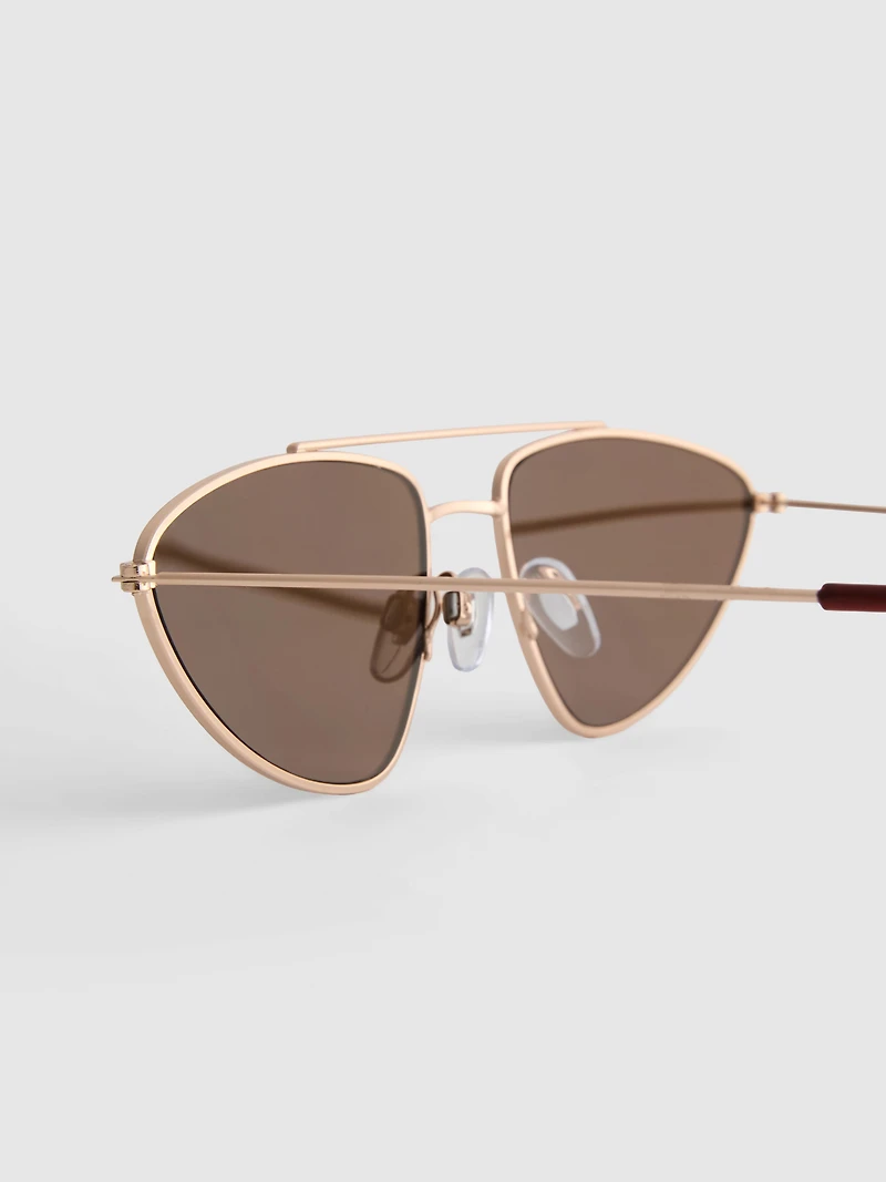 Aviator-Style Metal Frame Sunglasses