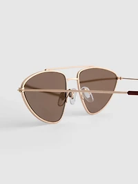 Aviator-Style Metal Frame Sunglasses