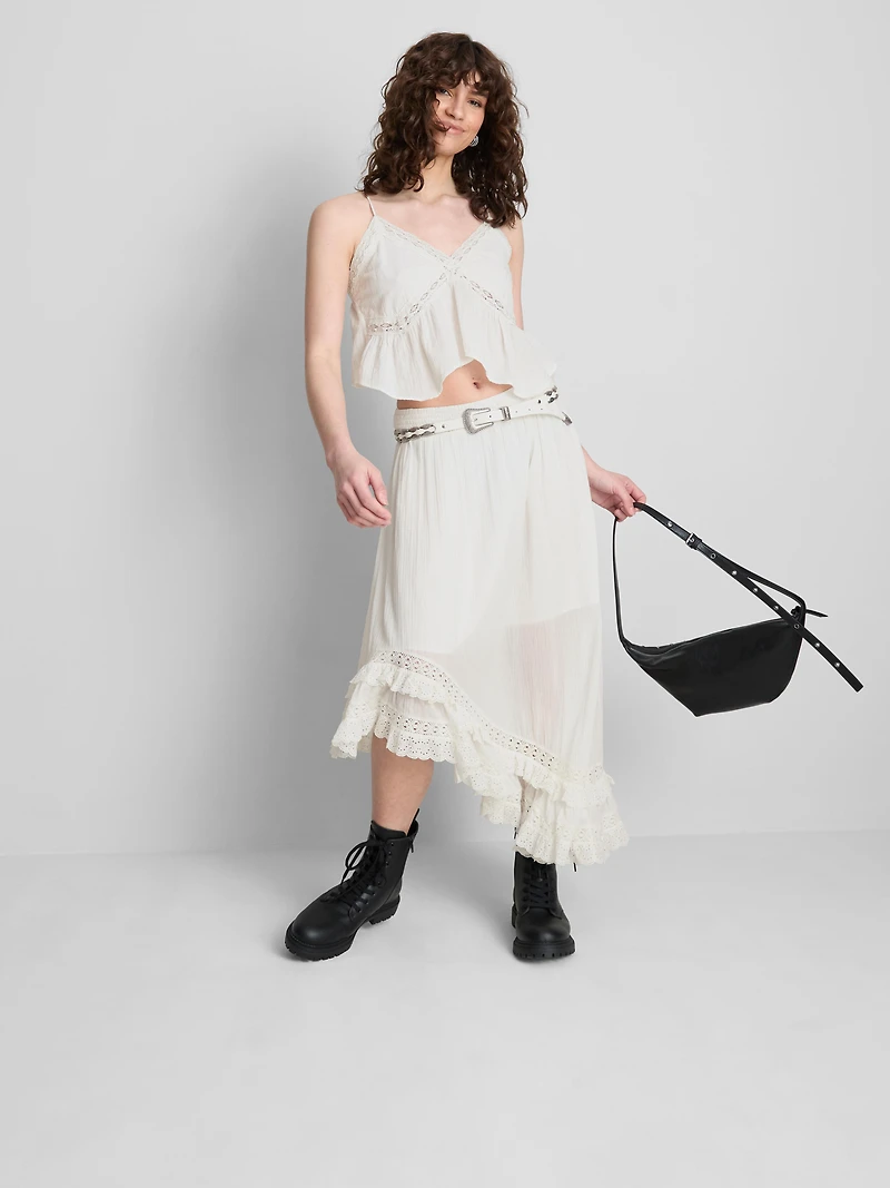 The Primark Scene | Asymmetrical Broderie Maxi Skirt
