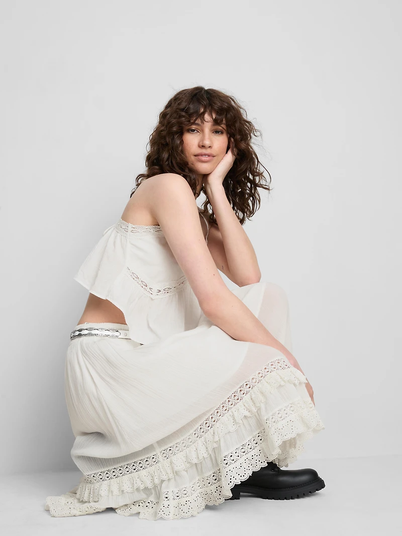 The Primark Scene | Asymmetrical Broderie Maxi Skirt