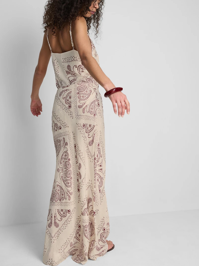 Paula Echevarría Printed Satin Bias Maxi Skirt