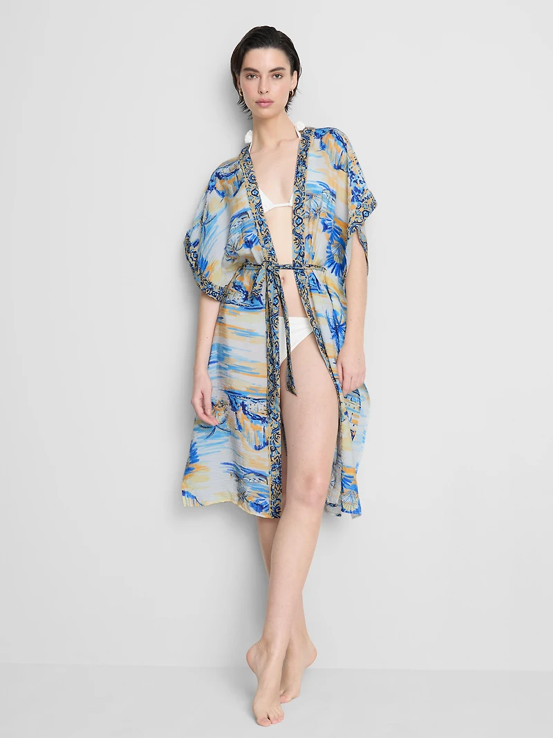Printed Midi Wrap Beach Cover-Up