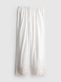 Cotton Wide Leg Embroidered Pants