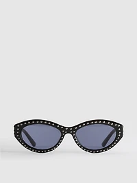 Studded Oval Cat-Eye Sunglasses