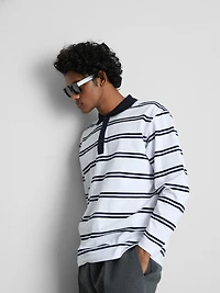 Long-Sleeve Stripe Polo Shirt