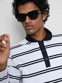 Long-Sleeve Stripe Polo Shirt
