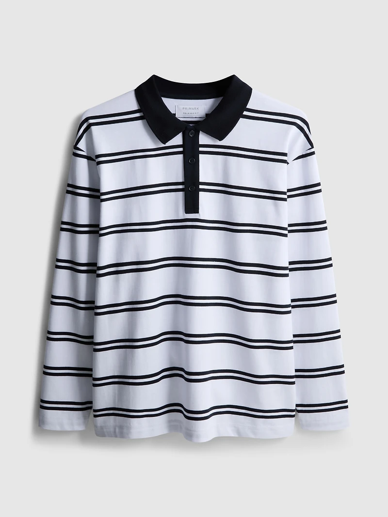 Long-Sleeve Stripe Polo Shirt