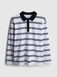 Long-Sleeve Stripe Polo Shirt