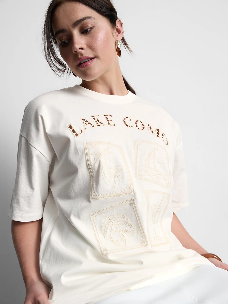 Oversized Embroidered Lake Como Tee