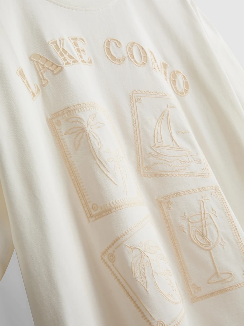 Oversized Embroidered Lake Como Tee
