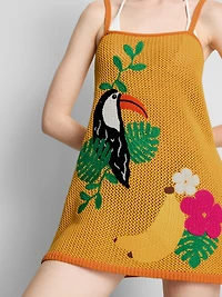 Crochet Embroidered Beach Mini Dress