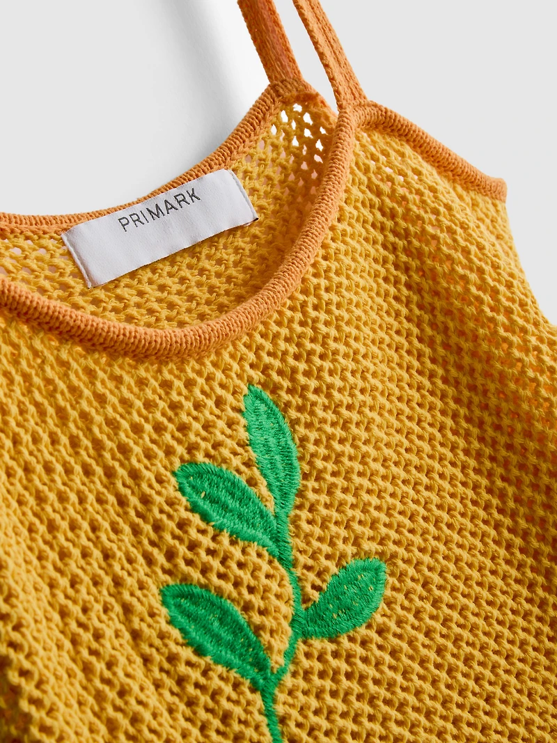 Crochet Embroidered Beach Mini Dress