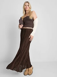 Cotton Blend Lace Maxi Skirt