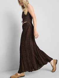 Cotton Blend Lace Maxi Skirt
