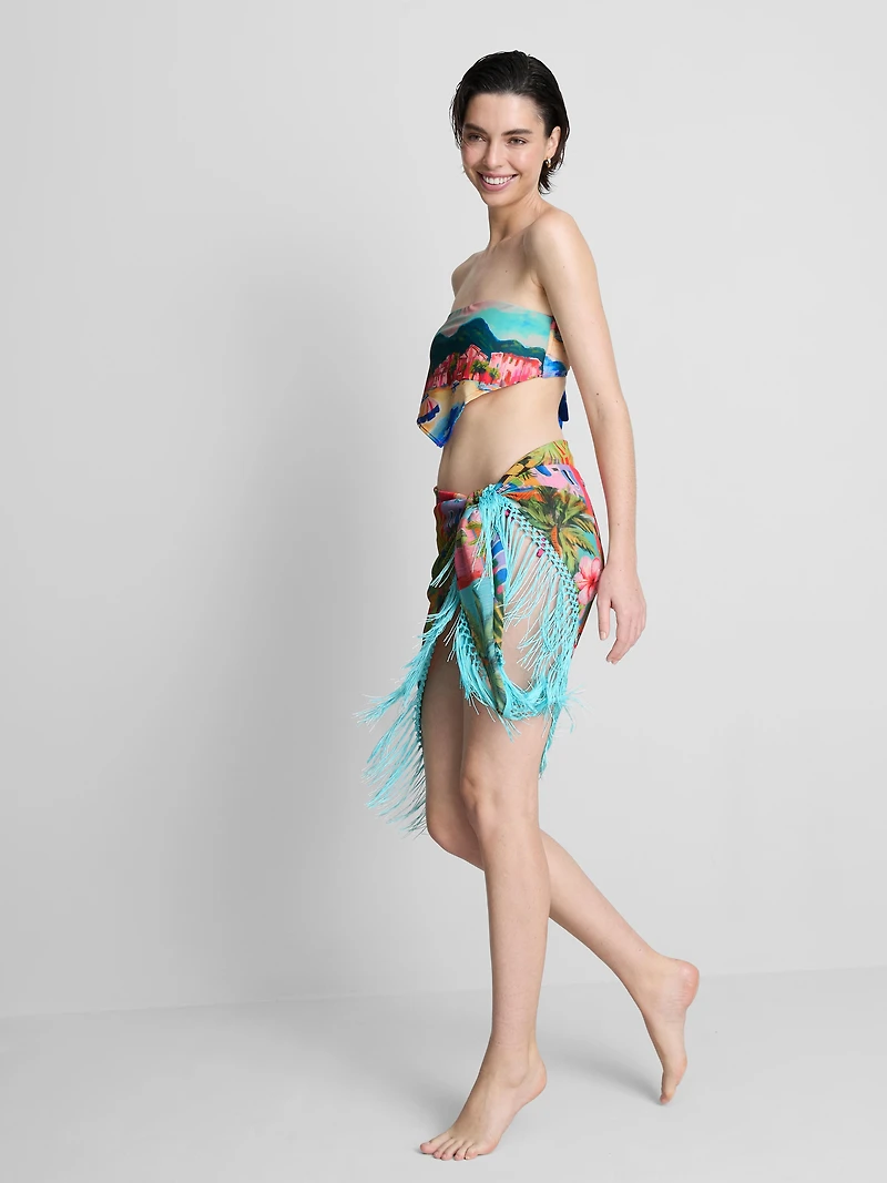 Tropical Printed Fringe Sarong