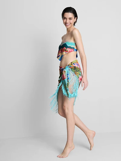 Tropical Printed Fringe Sarong