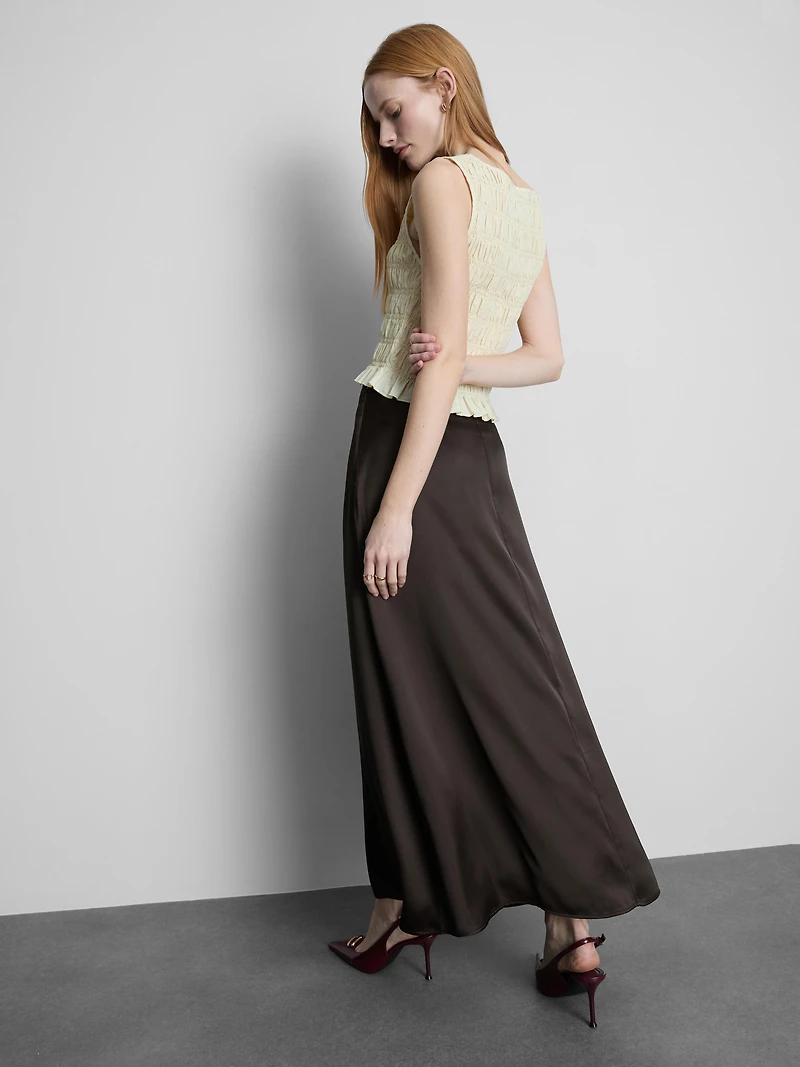Long Satin Bias-Cut Circle Skirt