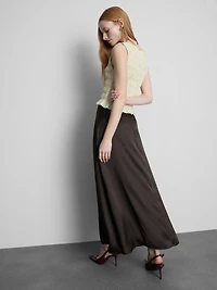 Long Satin Bias-Cut Circle Skirt