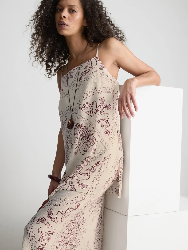 Paula Echevarría Crushed Satin Longline Cami Top