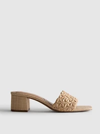 Raffia Block Heel Mules
