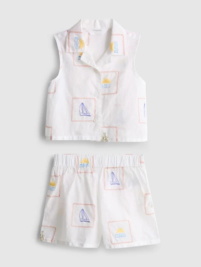 1.5-9yrs | Embroidered Sleeveless Shirt and Shorts Set