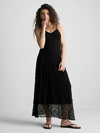 V-Neck Lace Maxi Dress
