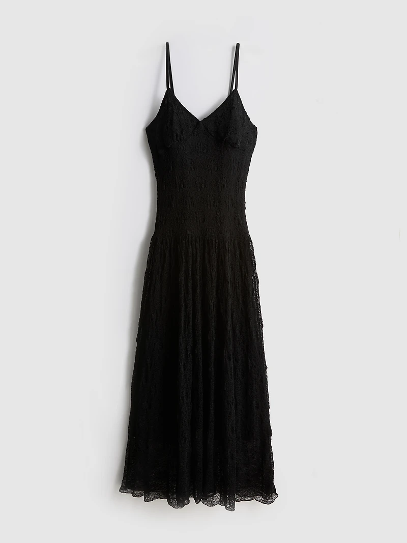 V-Neck Lace Maxi Dress