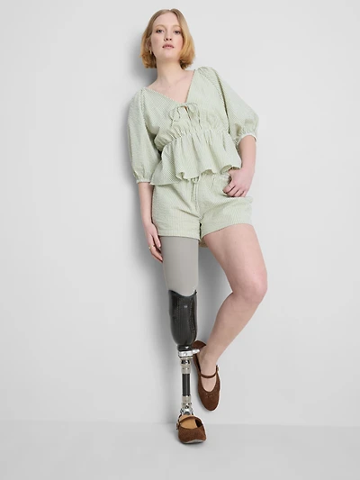 Cotton Striped Seersucker Shorts