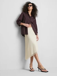 Beaded Asymmetric Midi Skirt