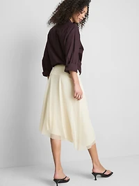 Beaded Asymmetric Midi Skirt