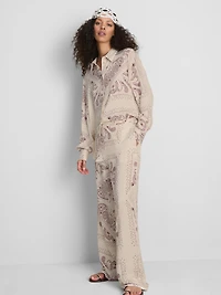 Paula Echevarría Crushed Satin Wide Leg Pants