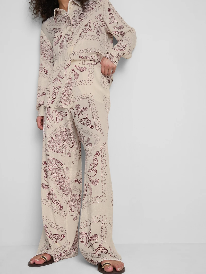 Paula Echevarría Crushed Satin Wide Leg Pants