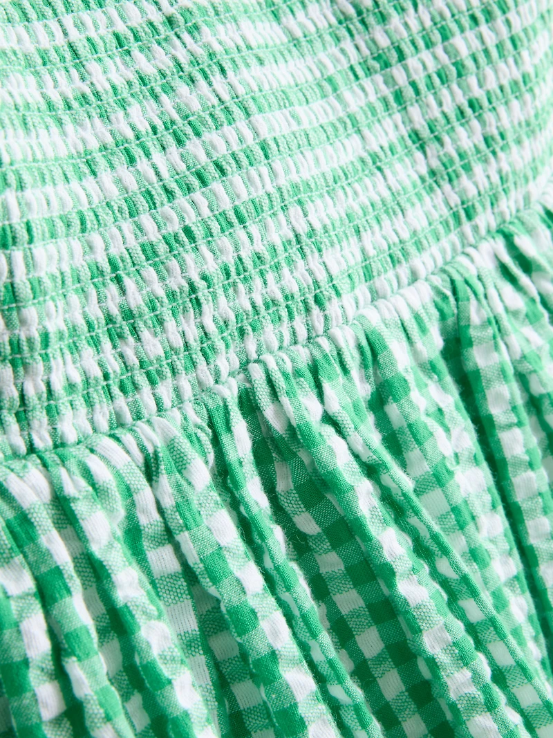 Cotton Gingham Bandeau Mini Dress