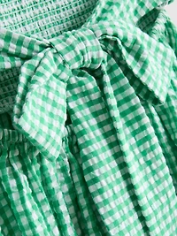 Cotton Gingham Bandeau Mini Dress