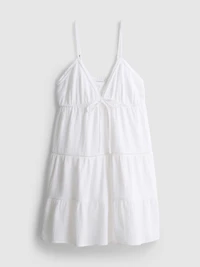 Cotton Tiered V-Neck Mini Dress