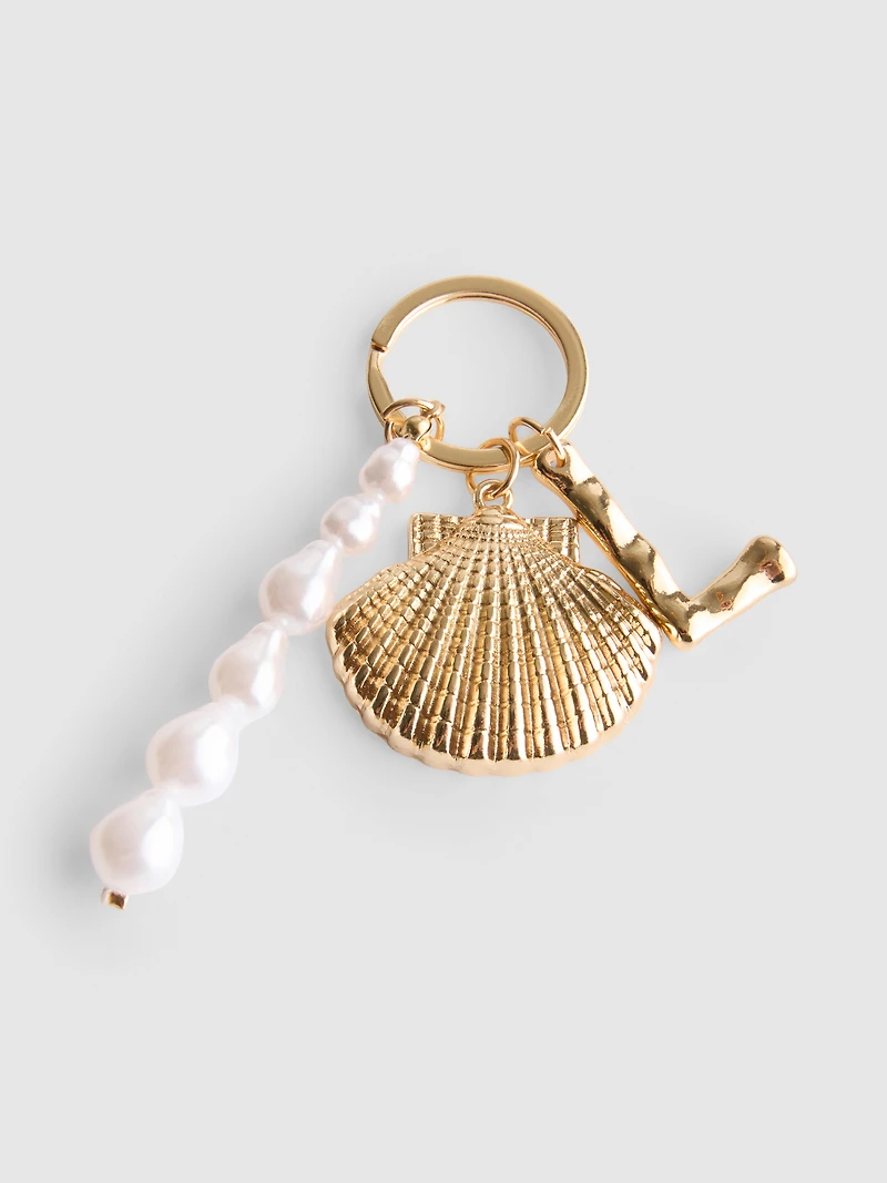 Initial Shell Charm Keychain