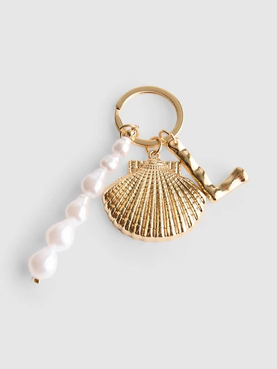 Initial Shell Charm Keychain