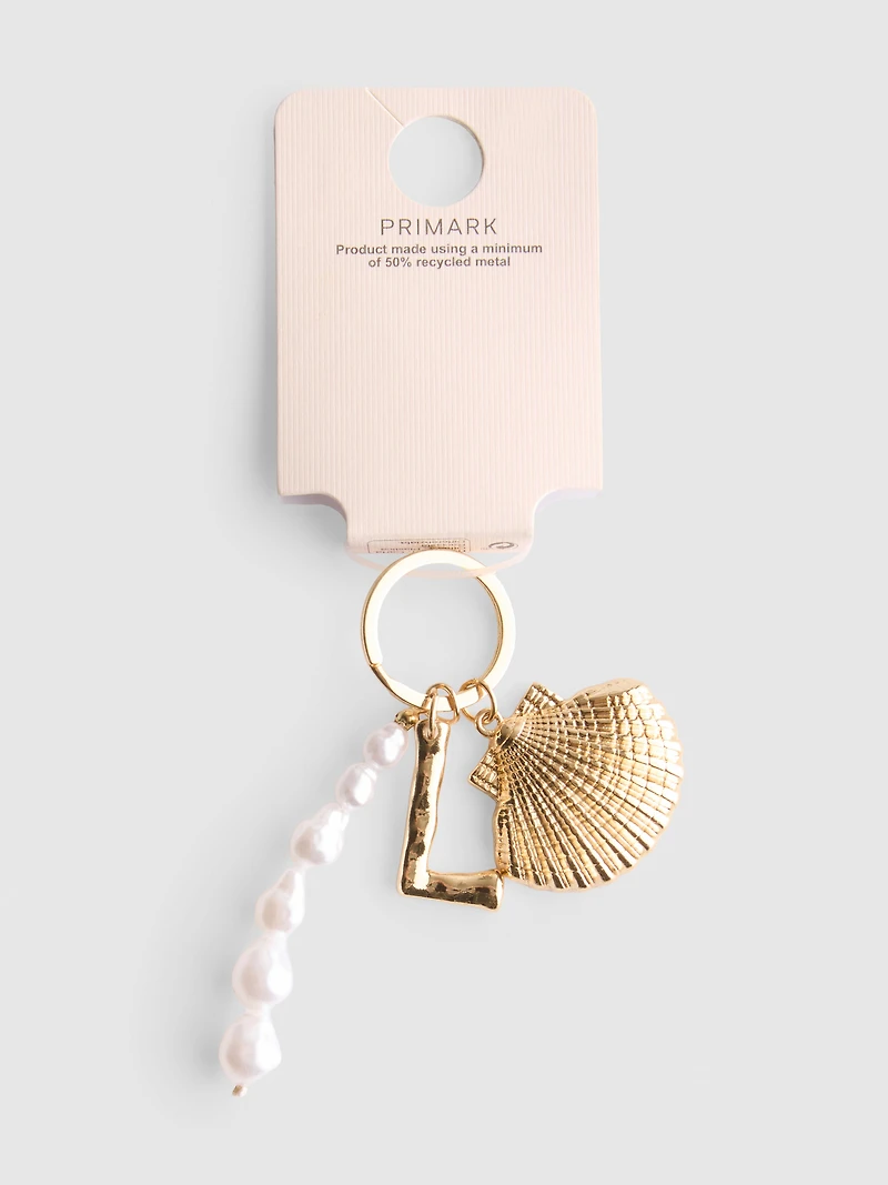 Initial Shell Charm Keychain