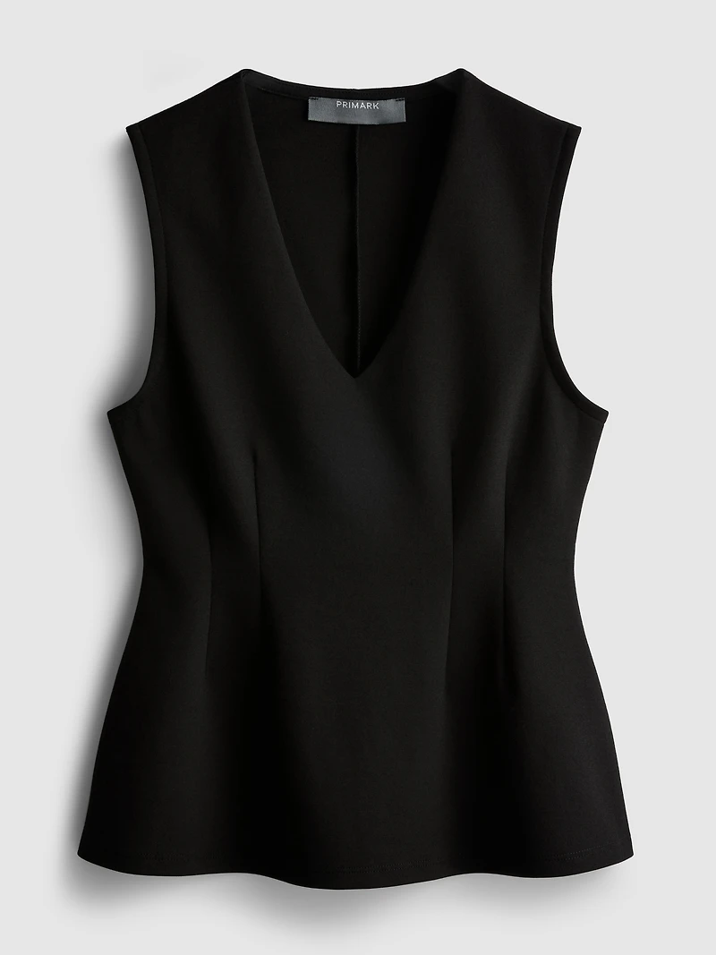 V-Neck Peplum Sleeveless Top