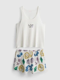 Pure Cotton Printed Tank Shorty Pajamas