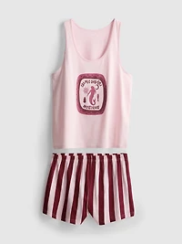 Pure Cotton Printed Tank Shorty Pajamas