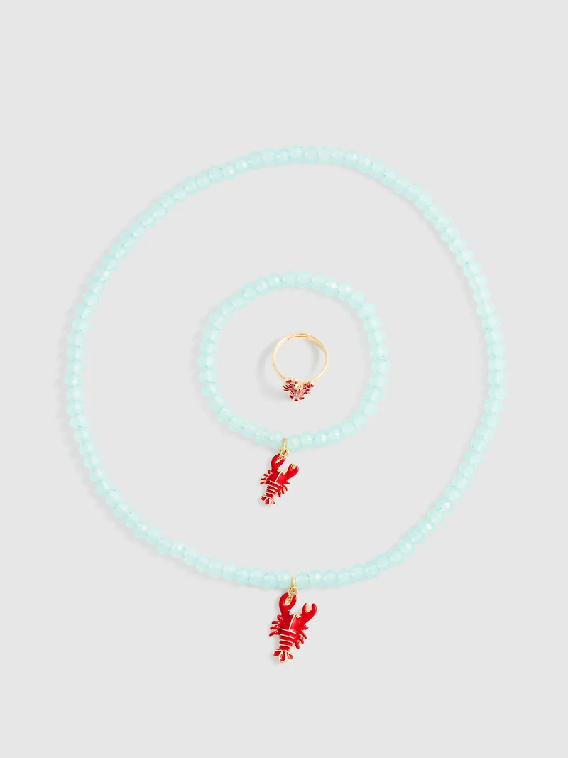 3-Piece Lobster Charm Jewelry Set