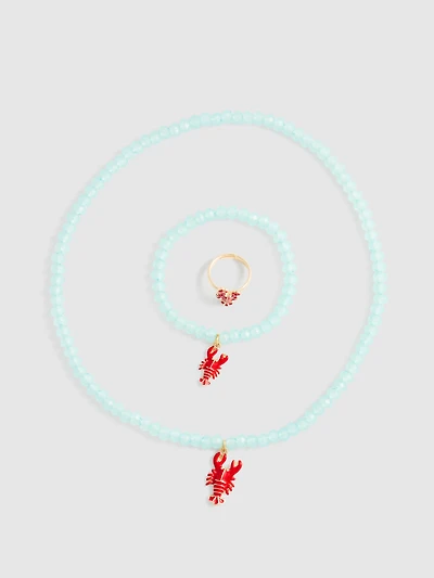3-Piece Lobster Charm Jewelry Set