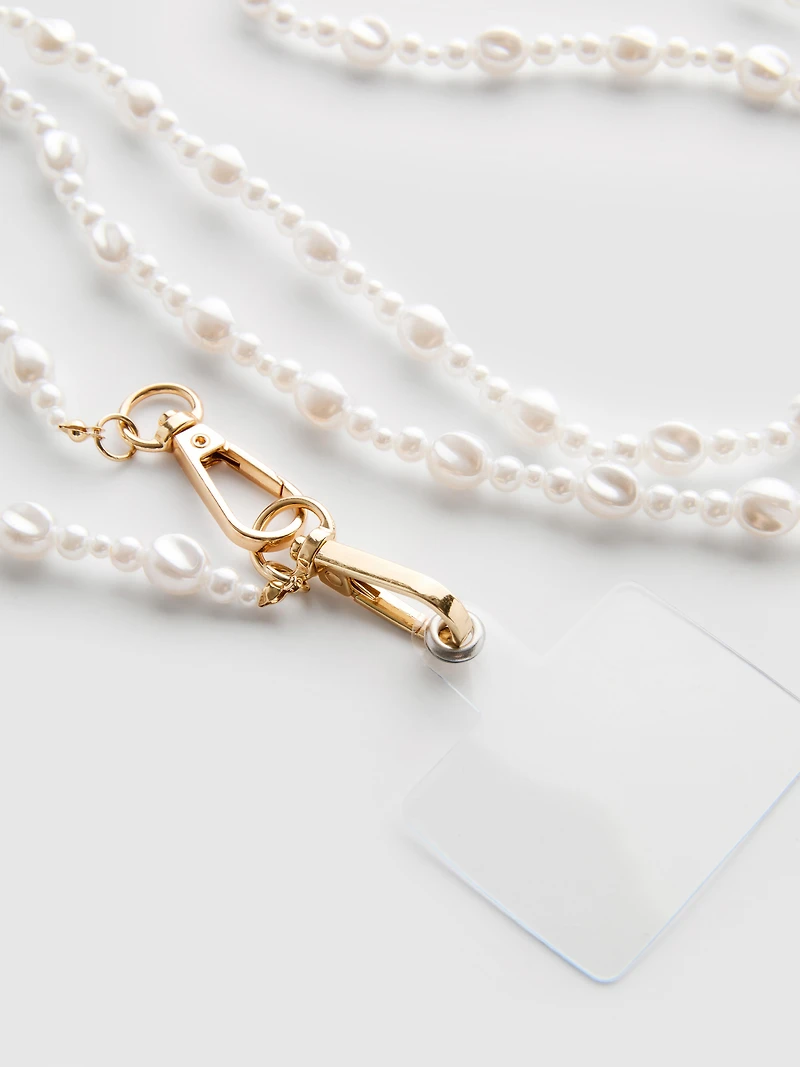 Faux Pearl Phone Lanyard