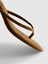 Faux Suede Toe Post Mule Heeled Sandals