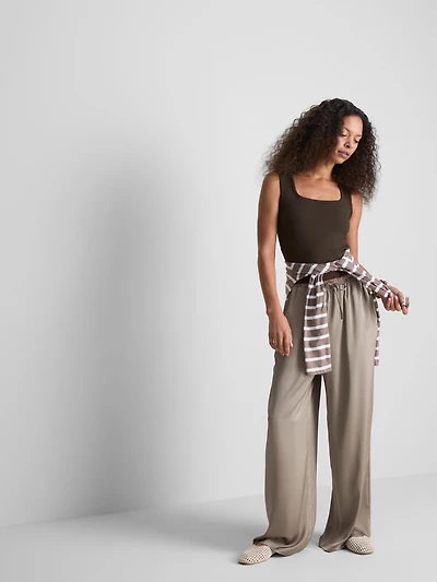 Cotton-Rich Cropped Round-Neck Tank Top
