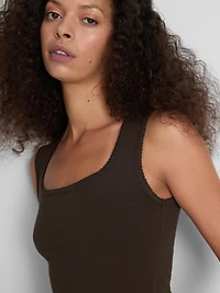 Cotton-Rich Cropped Round-Neck Tank Top