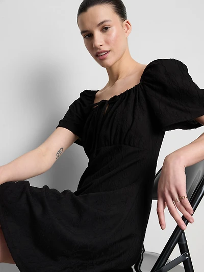 Crinkle Milkmaid Mini Dress