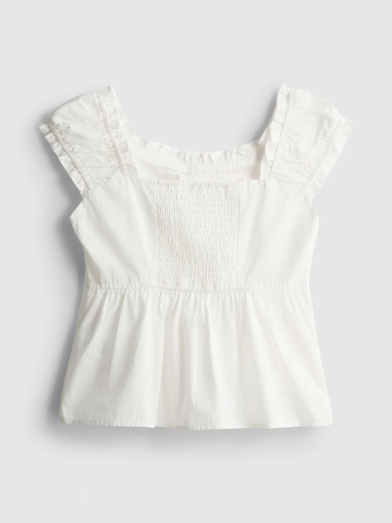 7-15yrs | Shirred Square Neck Blouse