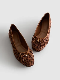 Leopard Charm Detail Ballerina Flats
